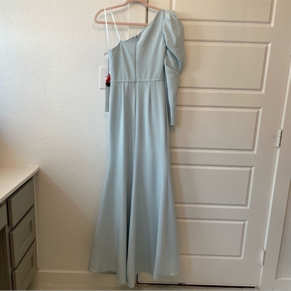 Mac Duggal One Shoulder Puff Sleeve Gown - Picture 2 of 5
